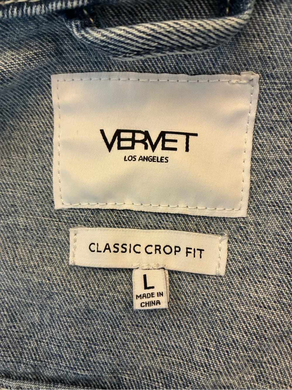 Vervet by Flying Monkey Blue Soul Distressed Classic Crop Denim Jacket VT1157 L - Picture 4 of 4